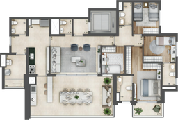 Planta tipo 159,94m² - 4 Dorm -2 Suítes