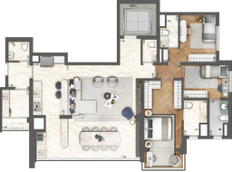 Planta Ampliada 132,85m² - 3 Suítes