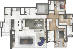 Planta Ampliada 159,94m² - 3 Suítes